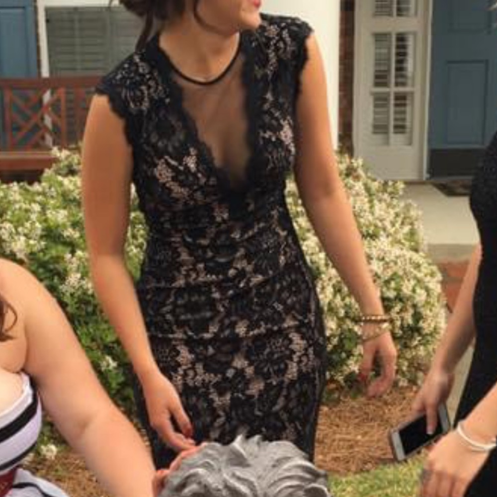 Betsy & Adam Black Lace Dress